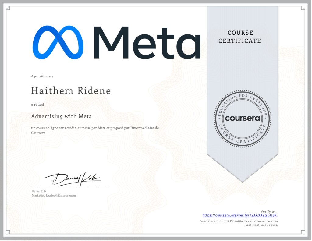 Certification Meta ads