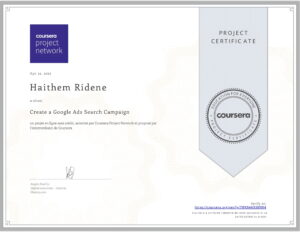 Certificate Coursera Create a Google Ads Search Campaigne