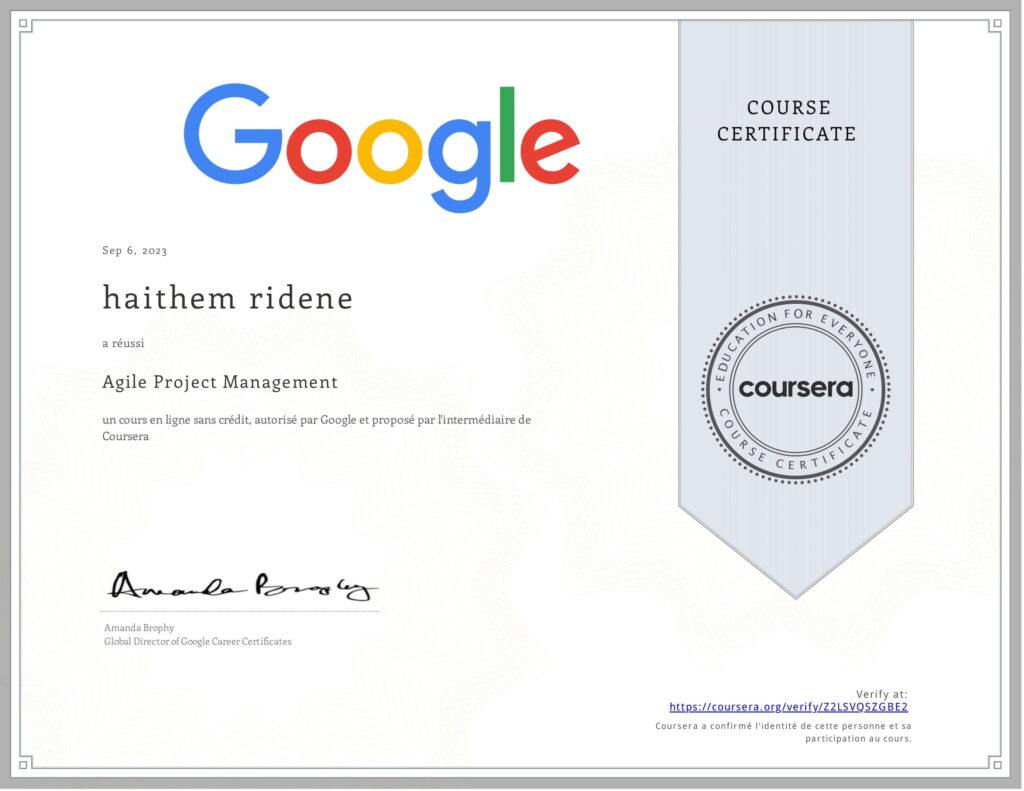 Certification Google Agile