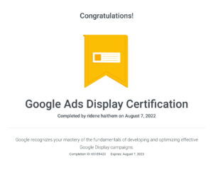 Certification Google Ads Display Certification