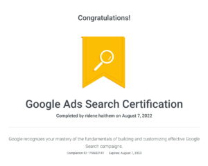 Certification Google Ads Search Certification