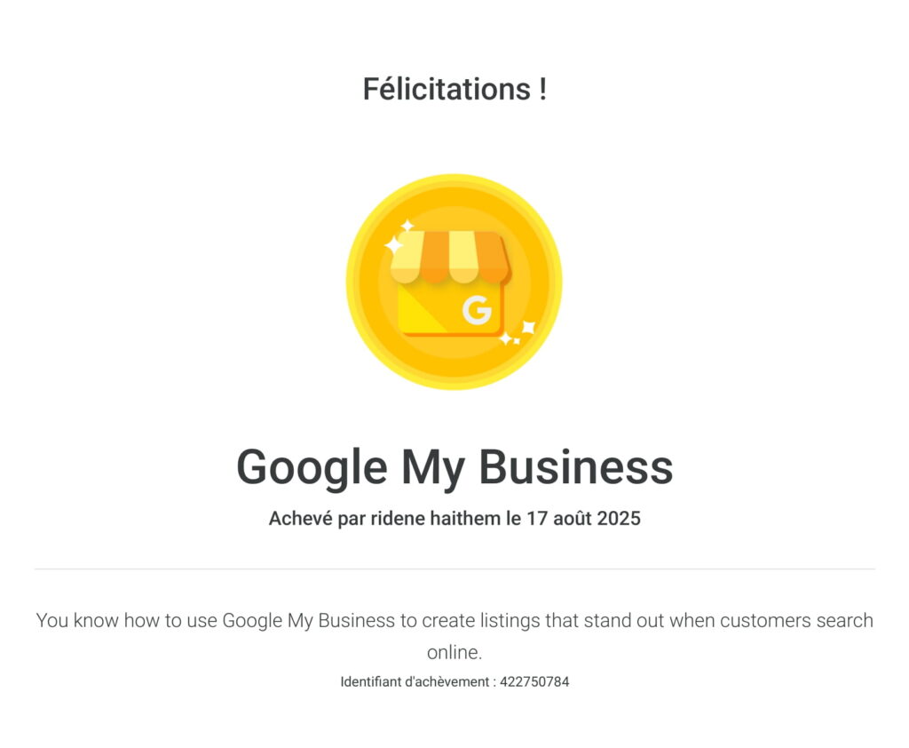 Certification Google My Business